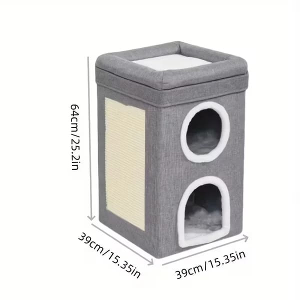 Kattehus, Multi-Niveau Design, Sammenklappelig og Let at Samle,GRÅ
