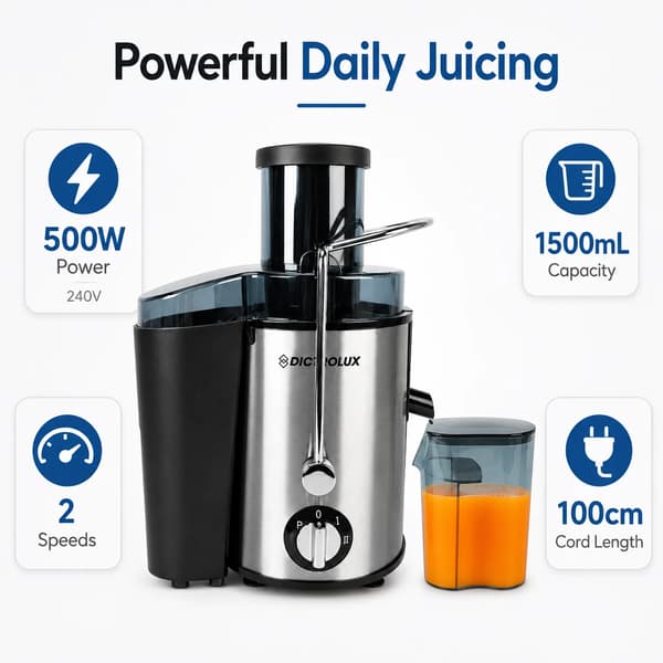 Juicer, 500 Watt, 2-hastighetsdrift,set A
