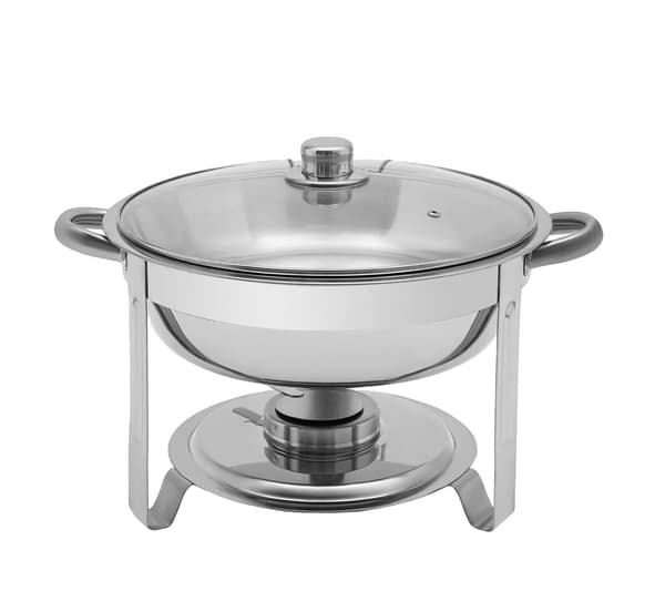 Chafing Dish, Rund Matvärmare, Glaslock,Silver