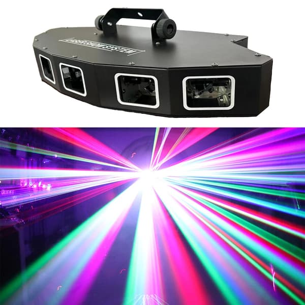 Laserprojektor, fuldfarveeffekter, DMX-kontrol,EU stik