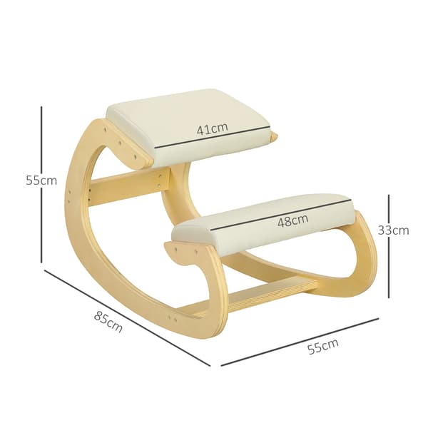 Knäböjstol, Träram, 55 x 85 x 55 cm, Stöder upp till 100 kg, Ergonomisk design, Vadderad kudde