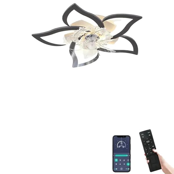 Loftventilator Lys, Smart App Kontrol, 6-Hastighedsfunktion,sort