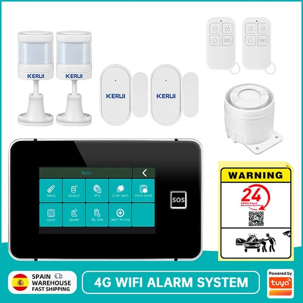 Alarm System, 4G og WIFI-forbindelse, Touch Screen Interface,4G Alarm 2, EU Stik-b
