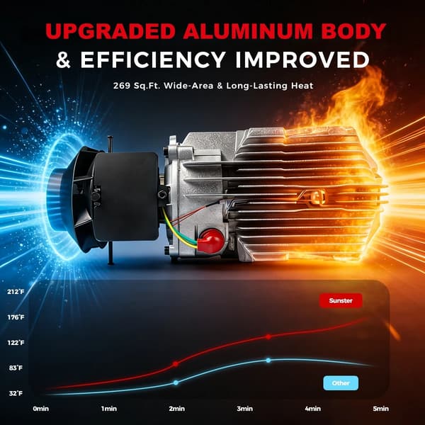 Diesel Luftvarmer, Smart Bluetooth Kontrol, Effektiv Opvarmning,A2209 Switch