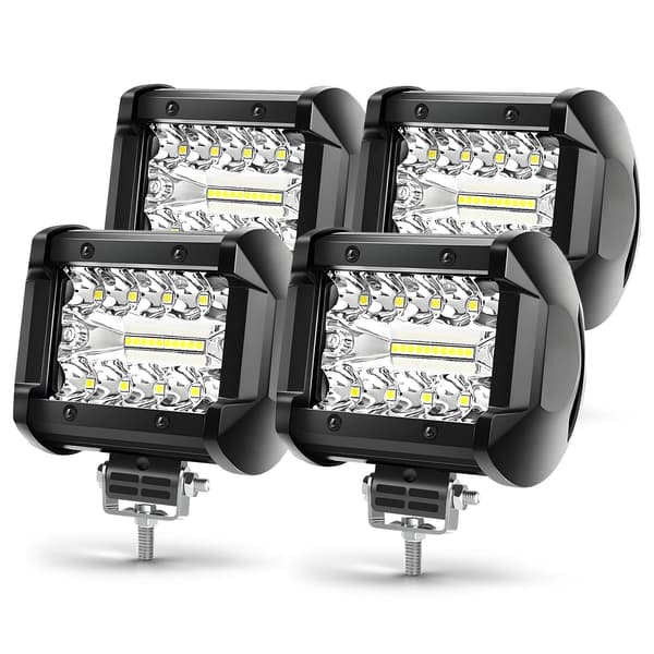LED Lysbar Kabelforbindelse, 4 Ledninger, Vandtætte Stik,4PCS 4inch Lygter