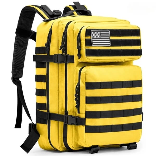 Taktisk rygsæk, holdbart nylon, kompatibel med MOLLE-systemet,Gul 50L