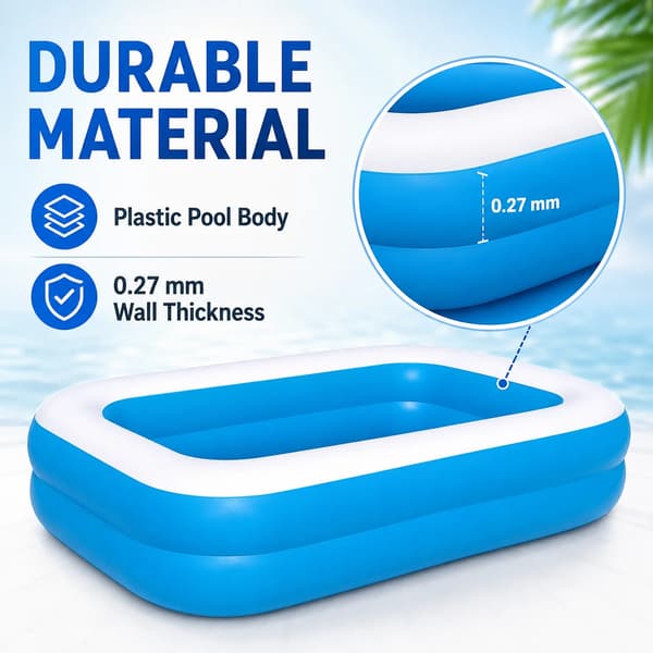 Uppblåsbar Swimmingpool, Hållbart Material, Lätt att Blåsa Upp,Blå