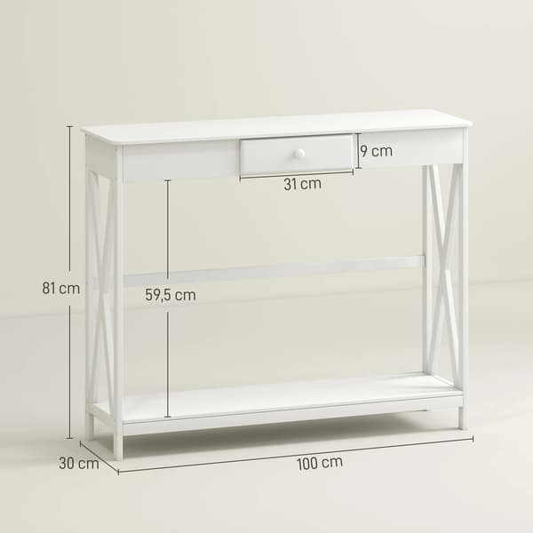 Konsolbord, Elegant Design, Effektiv Opbevaring,HVID