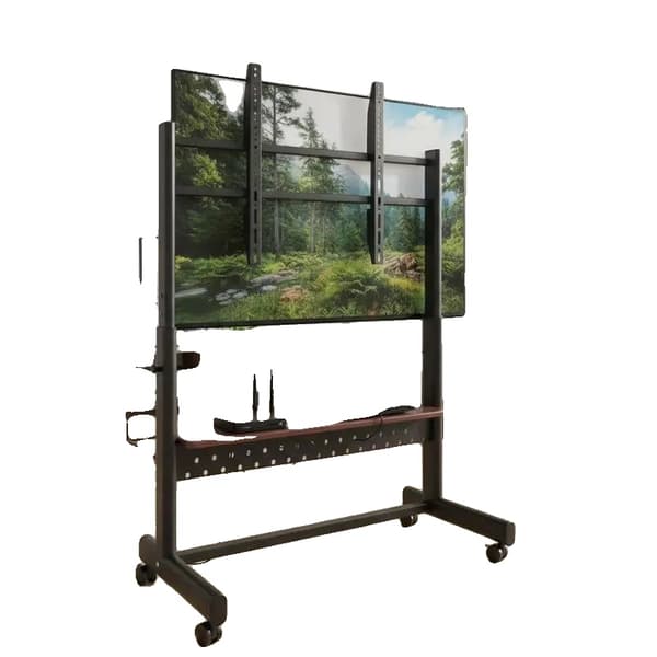 TV-ställ, Höjdjusterbart, Rullande Design,svart