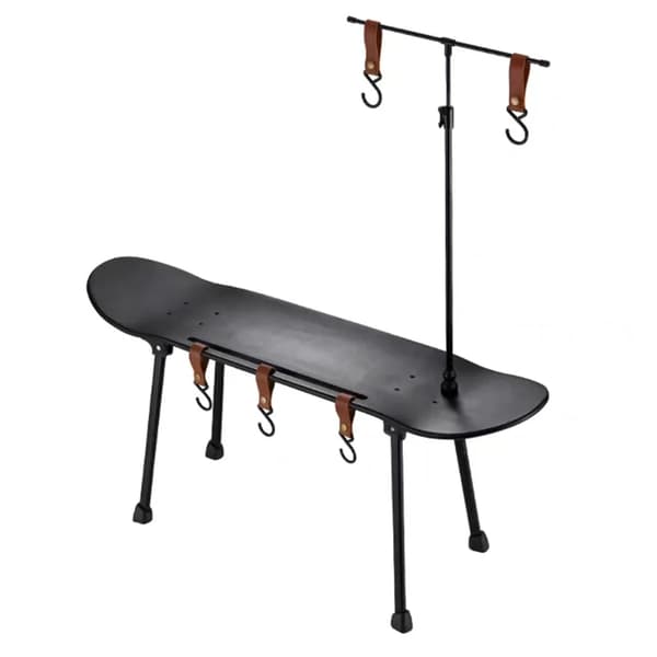 Campingbord, Multifunktionell Design, Justerbar Lampfäste,svart