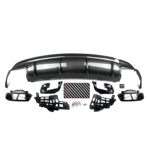 Bageste kofanger diffuser, AMG Line kompatibilitet, holdbart ABS-plast,Kulfiberlook