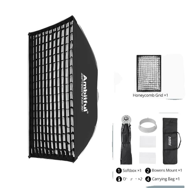 Softbox, rektangulär form, snabbkopplingsmekanism,Q7-6090 med rutnät
