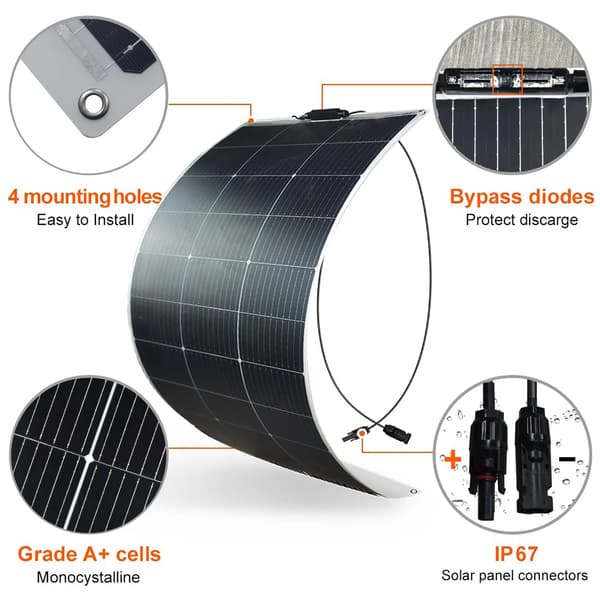 Solpanel, Hög Effektivitet, Vattentät, 2st 125w panel