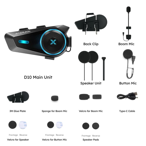 Motorcykel Intercom, Bluetooth 5.4, Stemmestyring,1PC D10