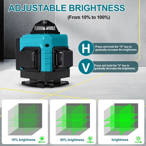 Laser Niveau, Selvnivellerende, 360° Synlighed,Plastikboks