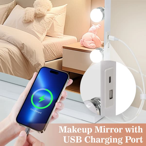 Makeup Spejl, LED Belyst, Smart Touch Kontrol,HVID