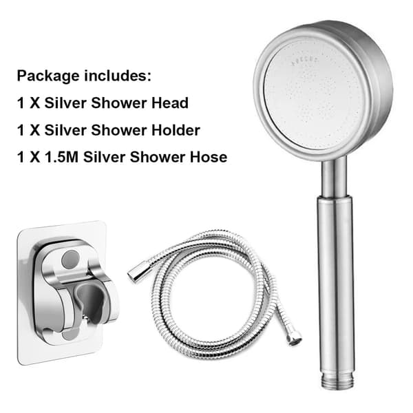 Duschhuvud, Hållbart Rostfritt Stål, Handhållet Högtryck,Silver set
