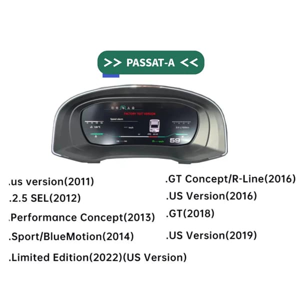 Digitalt Instrument Cluster, Fuldfarve Display, Direkte Erstatning,Passat A