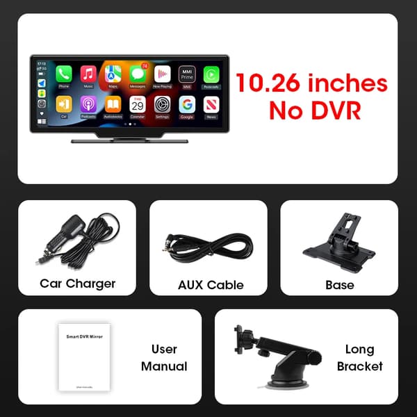 Bilmonitor, 10,26 tum skärm, stöder Carplay och Android Auto,T86D-Ingen DVR