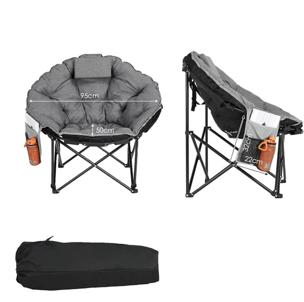 Campingstol, Polstret, Sammenklappelig Design,Grå 1 stk. stole