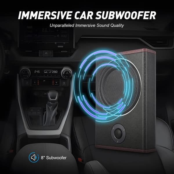 Bil Subwoofer, Slank Design, Kraftig Bas Udgivelse,Sort