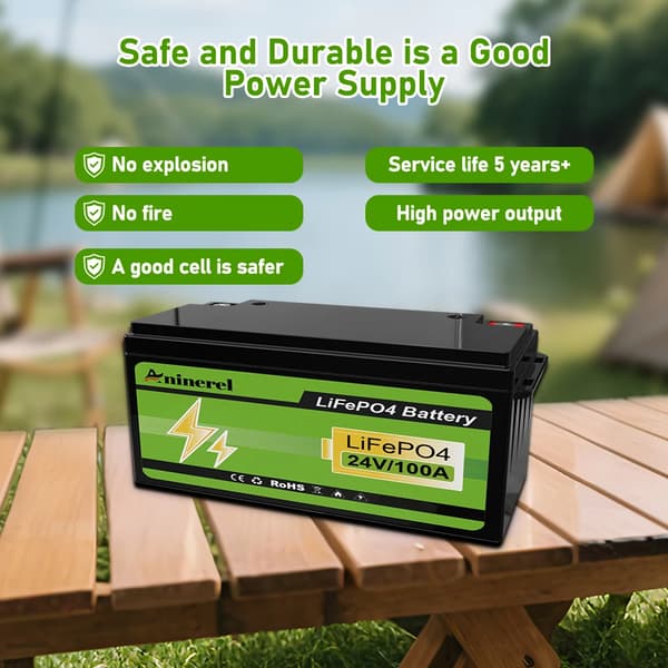 LiFePO4-batteri, 100AH kapacitet, Bluetooth-forbindelse,12V 100AH