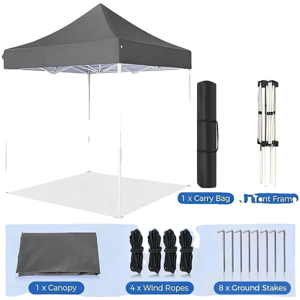 Paviljong, UV-skydd, Fällbar och Bärbar,Grå-2x2Meter