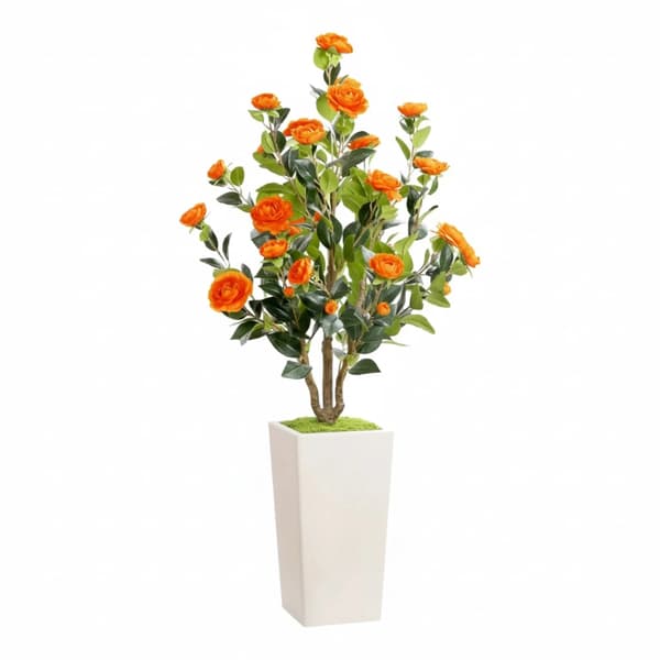 Kunstig Kamelia Træ, Elegant Design, Nem Samling,Appelsin