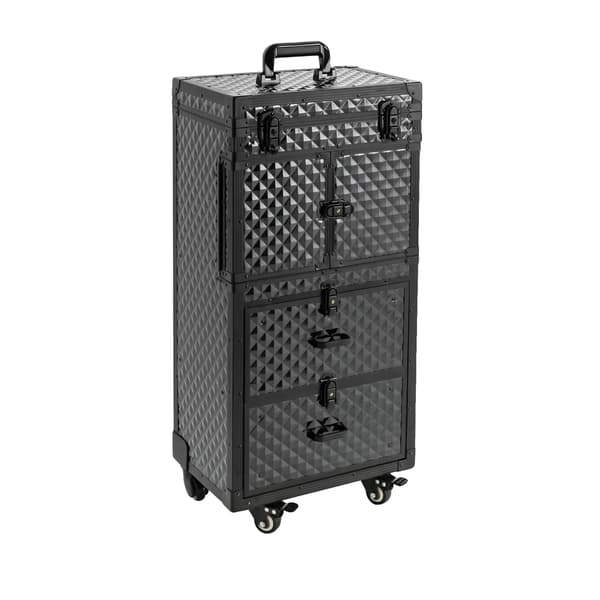 Makeup Train Case, Låselig, Multi-Lag Design,sort