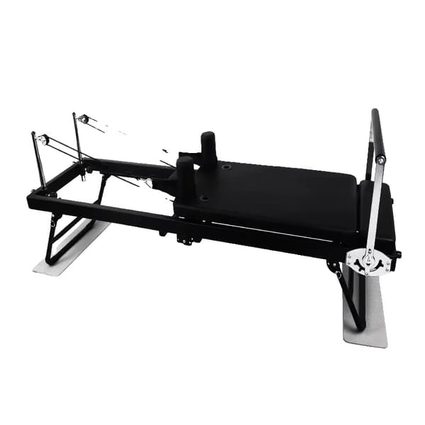 Fällbar Pilates Reformer Maskin, Justerbart Motstånd, Hållbart Stål,Svart