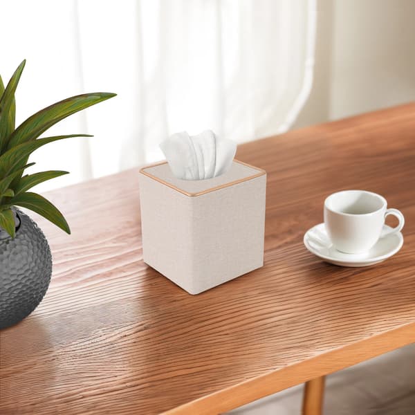 Vævsboksdæksel, Magnetisk Låg, Elegant Design,Off-white