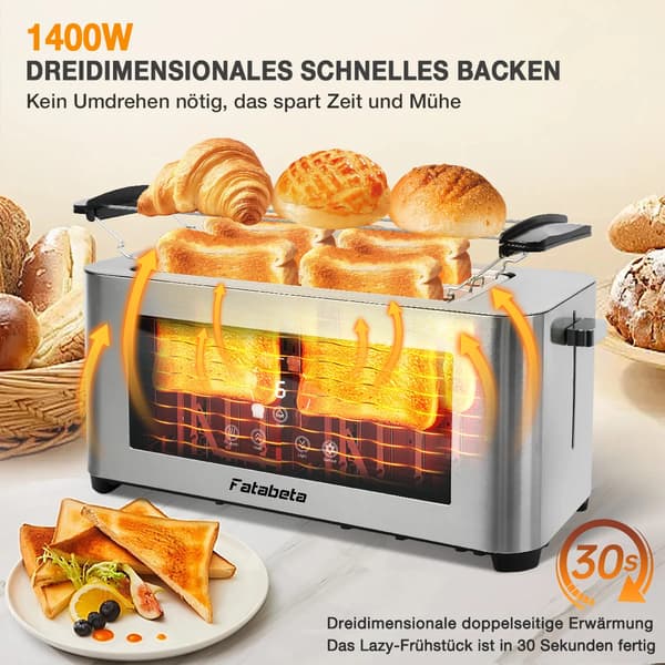 Brödrost, Rostfritt Stål, LCD Touch Display,Silver