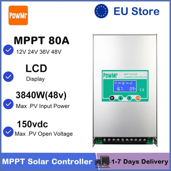 Solcellelader Controller, MPPT Teknologi, Flere Spændingskompatibiliteter,MPPT 80A