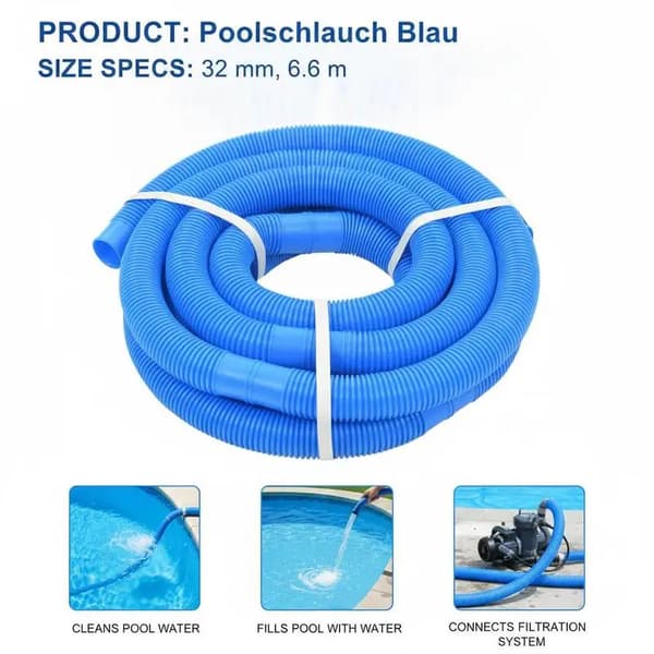 Poolslang, 32 mm Diameter, 6,6 Meter Längd,armégrön