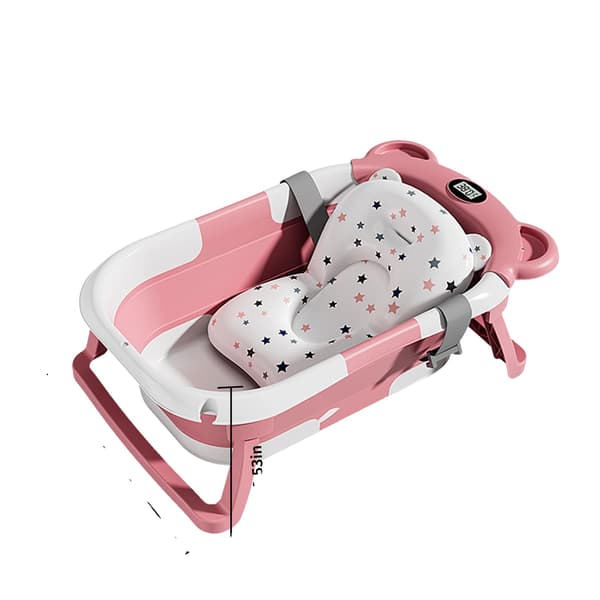 Babytub, Fällbar Design, Integrerad Termometer,Rosa
