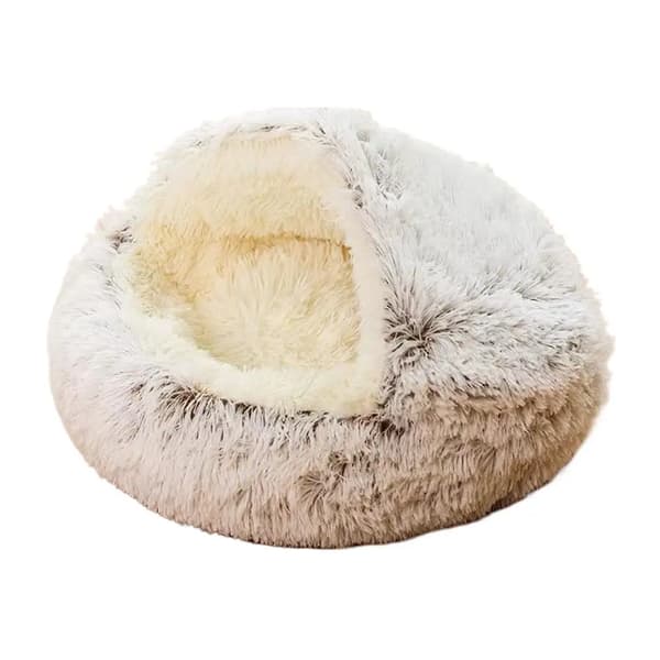 Kattbädd, Plyschmaterial, Halvinkapslad Design,brun