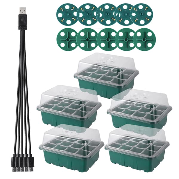 Frøstarterbakke, Vækstlys, Justerbar Ventilation,5-lys-12 celle
