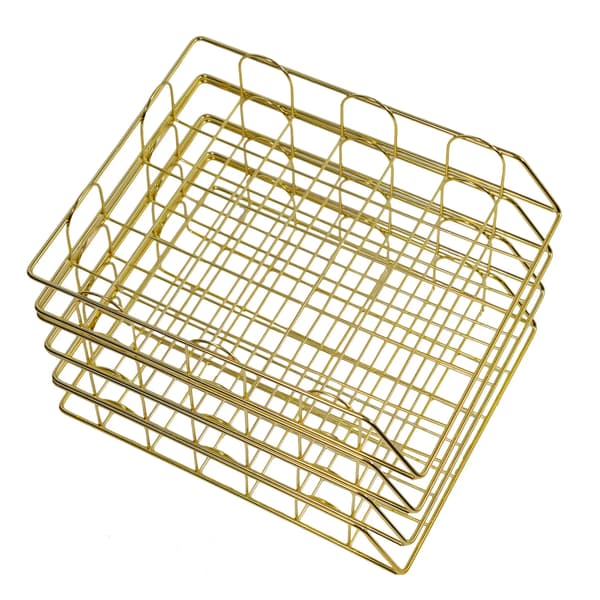 Dokumentbakke, 4 Rum, Stabelbar Design,Guld