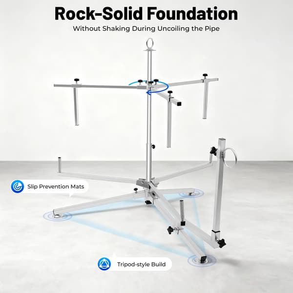 Rørspole Dispenser, Justerbare Gear, Tripod Design,Sølv