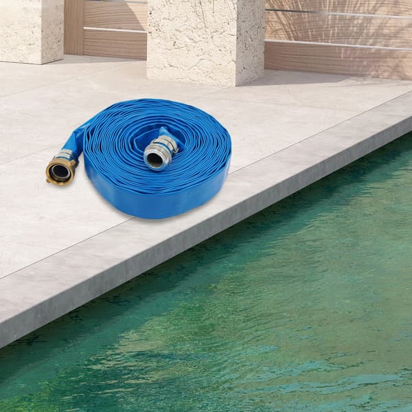 Vattenavloppsslang, Tung PVC, 15 Meter Lång,Blå