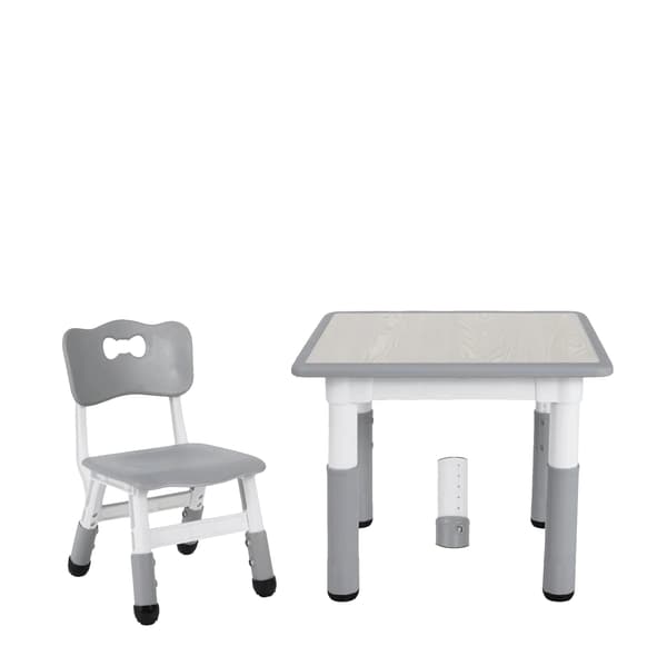 Børns Bord og Stole, Justerbar Højde, Ergonomisk Design,Grå