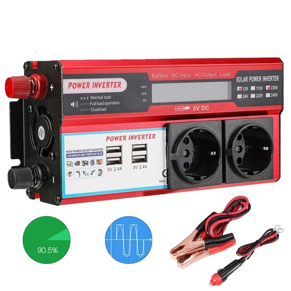 Strömväxlare, 4 USB-portar, LED-display,4000W