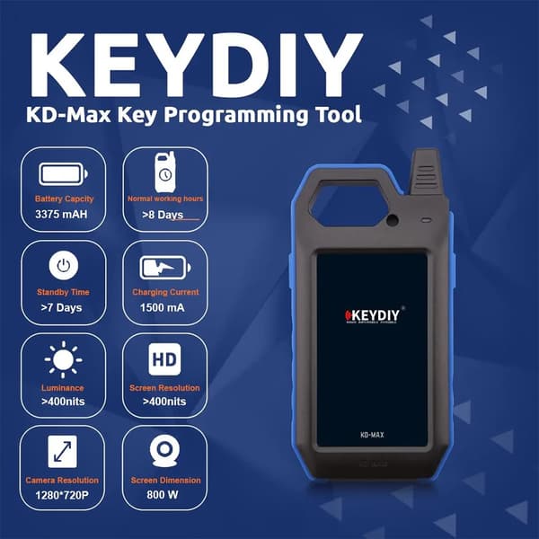 Nyckelprogrammerare, Bluetooth- och Wi-Fi-anslutning, 5,0 tum LCD-skärm,KD MAX Full set