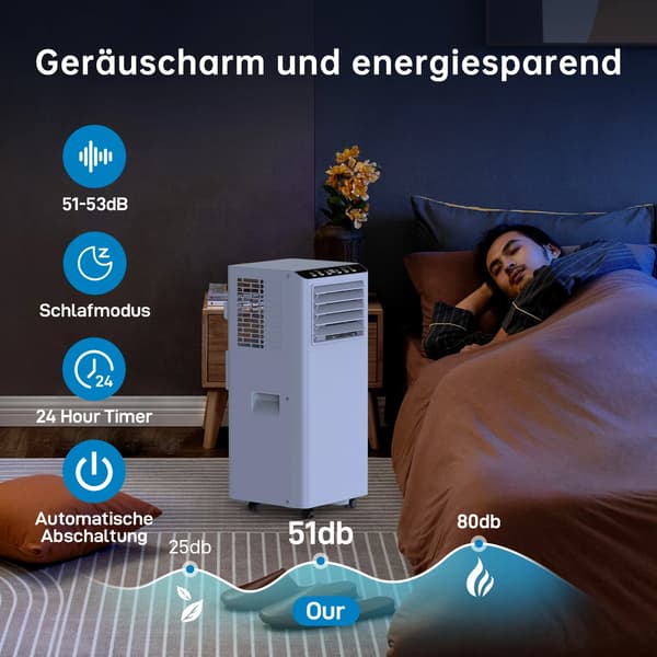 Aircondition, 7000 BTU køling, affugtning,EU