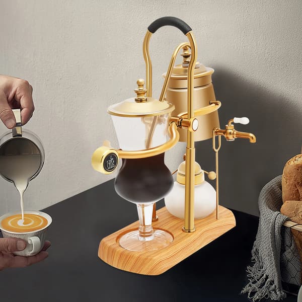 Siphon Kaffeemaskine, Manuel Brygning, Retro Design,Guld