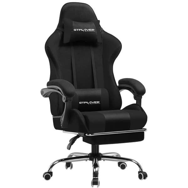 Gaming Stol, Ergonomisk Design, Justerbar Højde,Sort