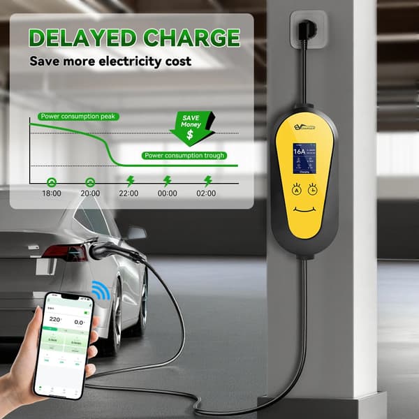 EV-laddare, bärbar typ 2, appkontroll,Typ2, 3.5KW 16A