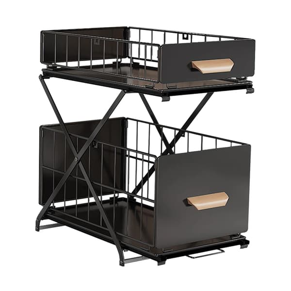 Diskorganisatör, utdragbar design, justerbar höjd,svart