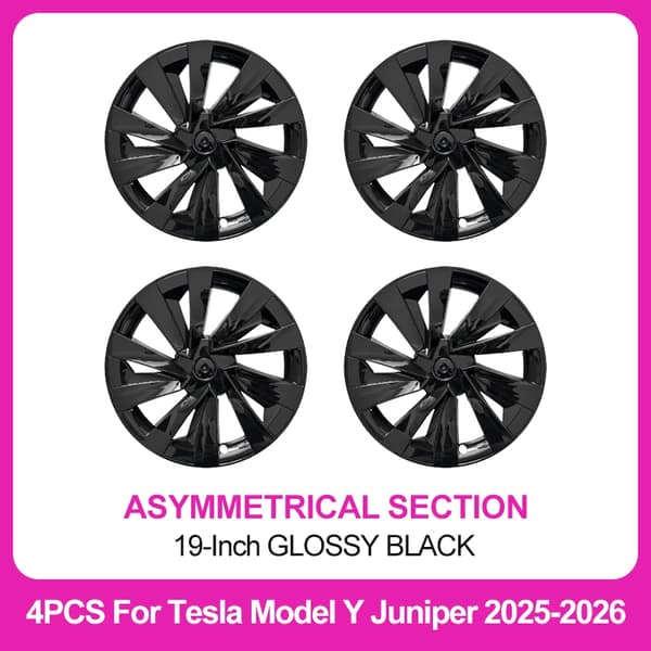 Hjulafdækninger, Holdbart ABS-materiale, Nem snap-installation,Tesla-e, 2803Glansende Sort, 19-Tommer 2025-2026-e, Model Y Juniper-e