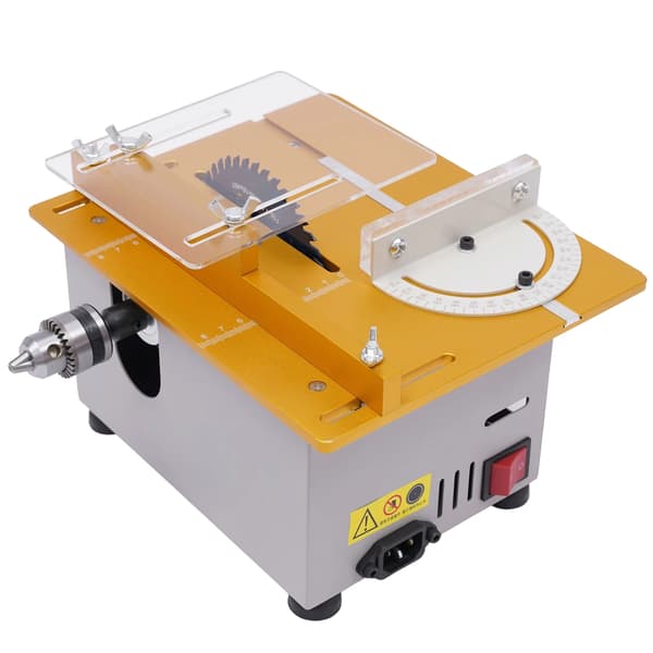 Mini Bordsåg, Justerbart Bladdjup, Kompakt Design,Ljusgul, 220V-240V EU-plugg